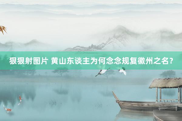狠狠射图片 黄山东谈主为何念念规复徽州之名？